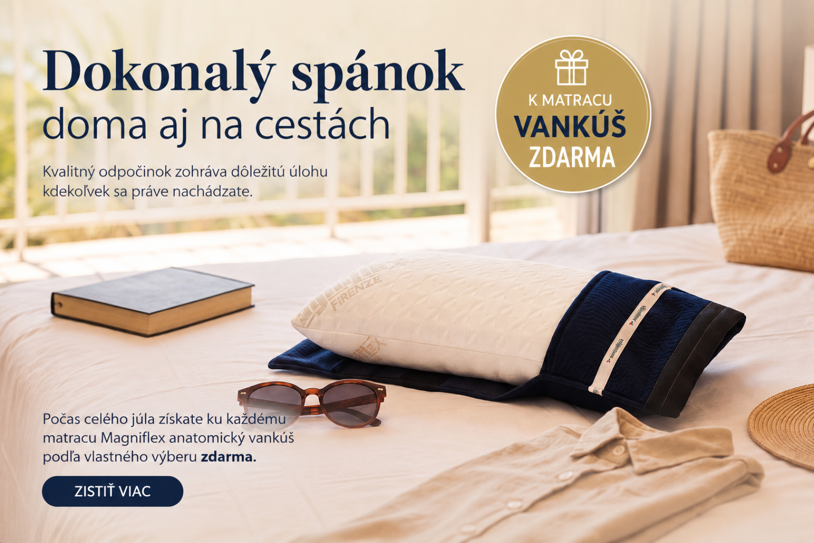 Dokonalý spánok doma aj na cestách. V júli získate k matracu Magniflex anatomický vankúš zdarma